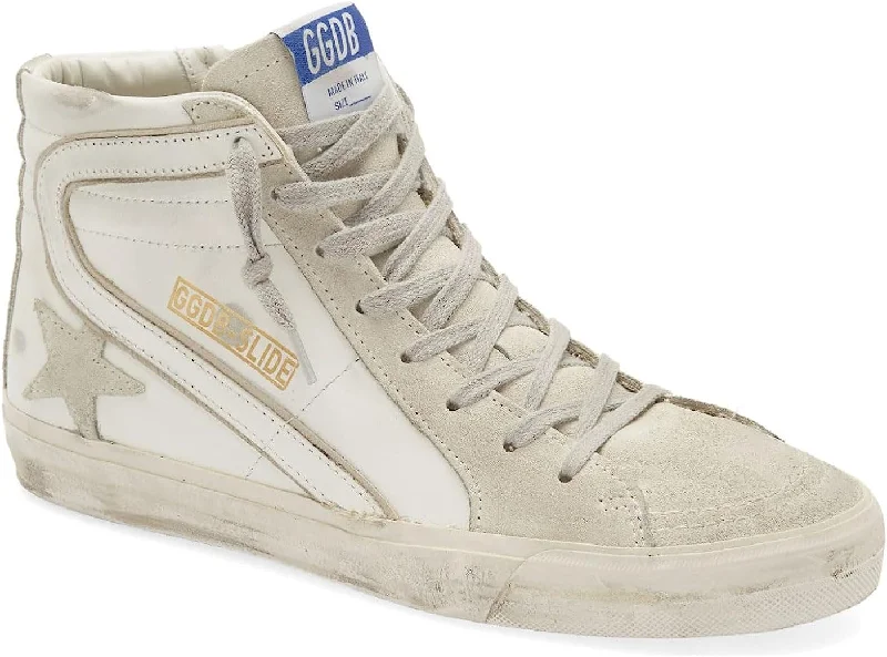 Golden Goose Women's White Leather Slide High Top Lace up Sneakers