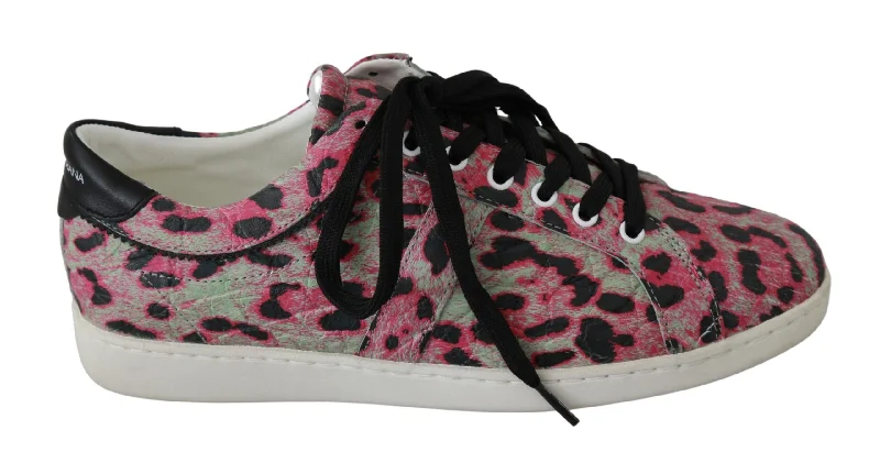 Dolce & Gabbana Leopard Print Leather Flat Sneakers