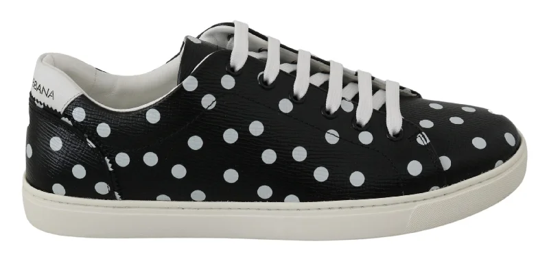 Dolce & Gabbana Black Polka Dotted Leather Women's Sneakers