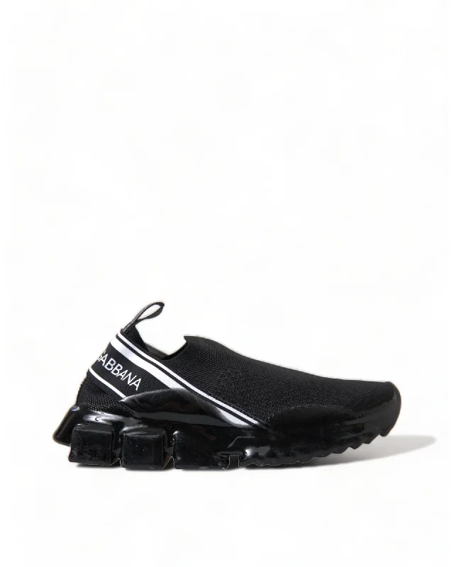 Dolce & Gabbana  Portofino Black Knit Sneakers