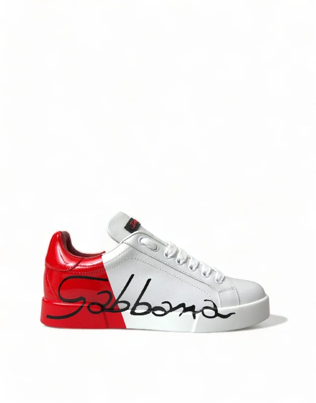 Dolce & Gabbana Elegant White Leather Portofino Women's Sneakers