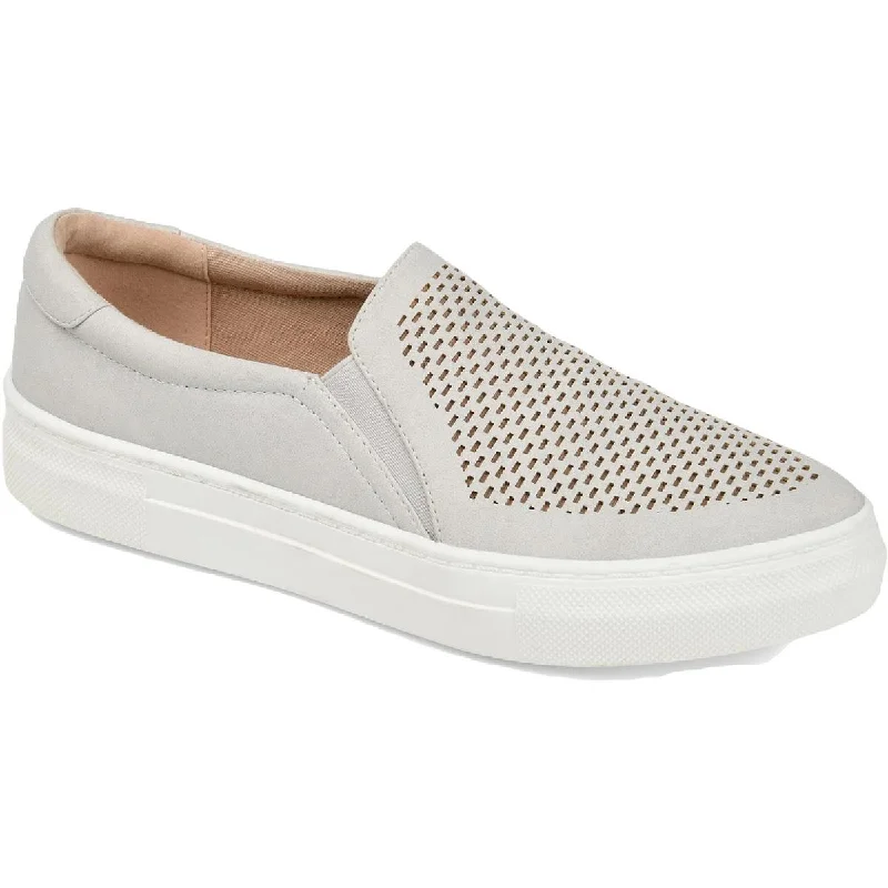 Faybia Womens Faux Suede Canvas Slip-On Sneakers