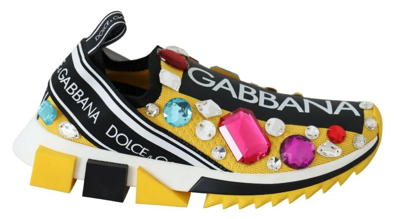 Dolce & Gabbana Embellished Yellow Sorrento Women's Sneakers