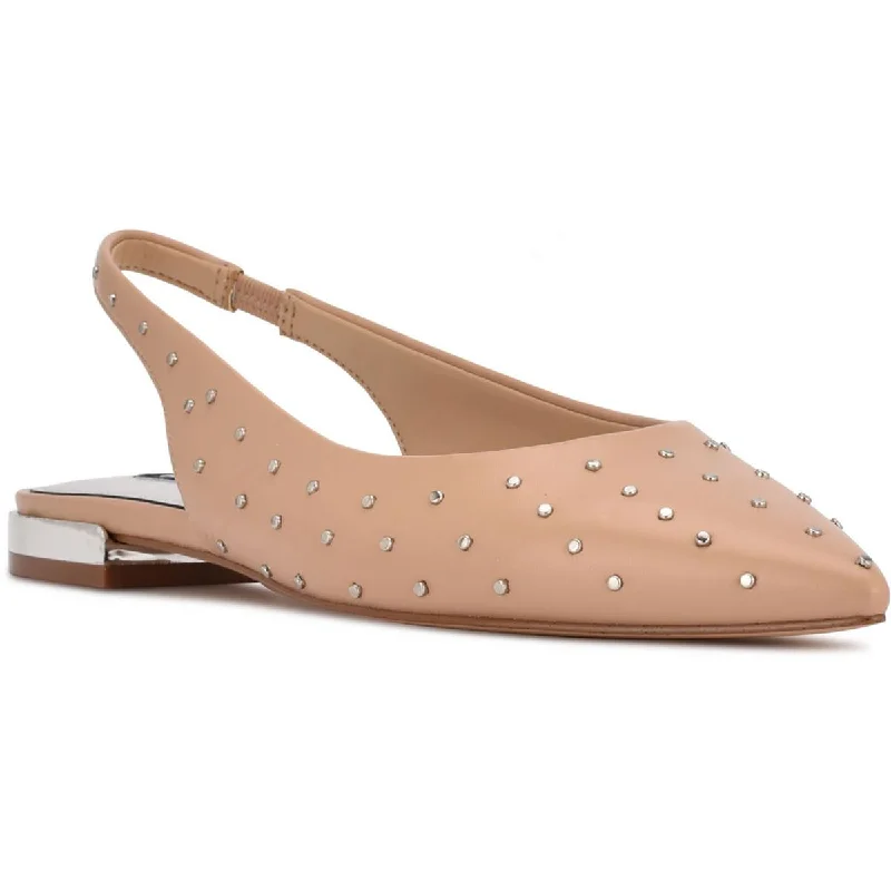 Womens Faux Leather Studded Slingbacks