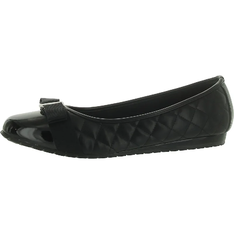 GIANNA Womens Faux Leather Slip On Ballet Flats