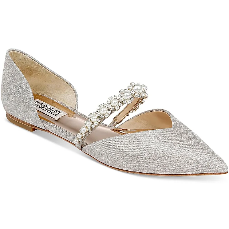 NATALIA Womens Embellished Shimmer Flat Shoes