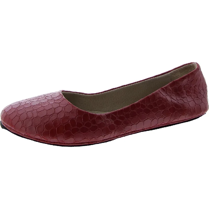 Womens Faux Leather Flat Ballet Flats