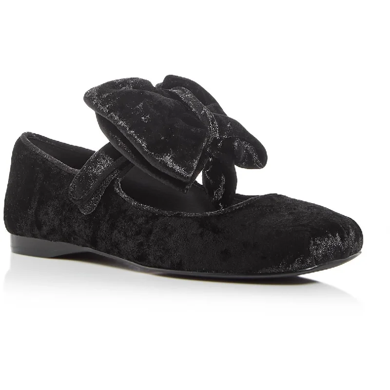 Womens Velvet Adjustable Ballet Flats