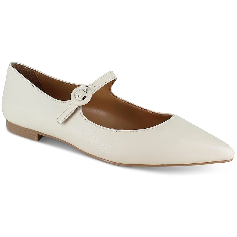 Mariana Womens Leather Adjustable Ballet Flats