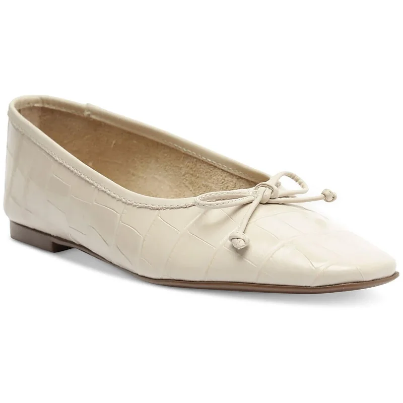 Arissa Womens Leather Bow Ballet Flats