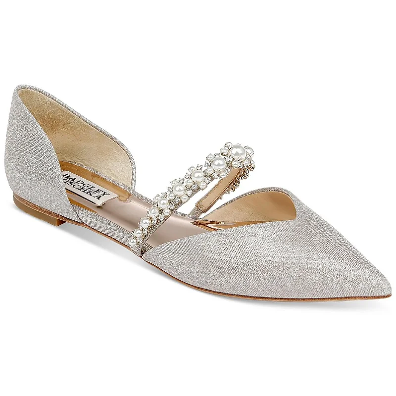 Natalia Womens Glitter Slip On Ballet Flats