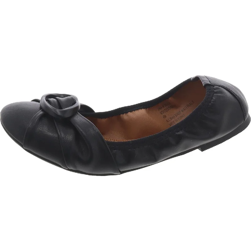 SANTI Womens Faux Leather Slip On Ballet Flats