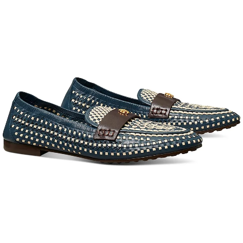 Womens Leather Woven Ballet Flats