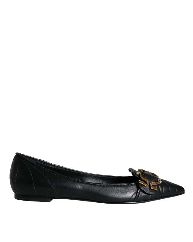 Dolce & Gabbana  DG Ballerina Quilted Leather Flats - Black