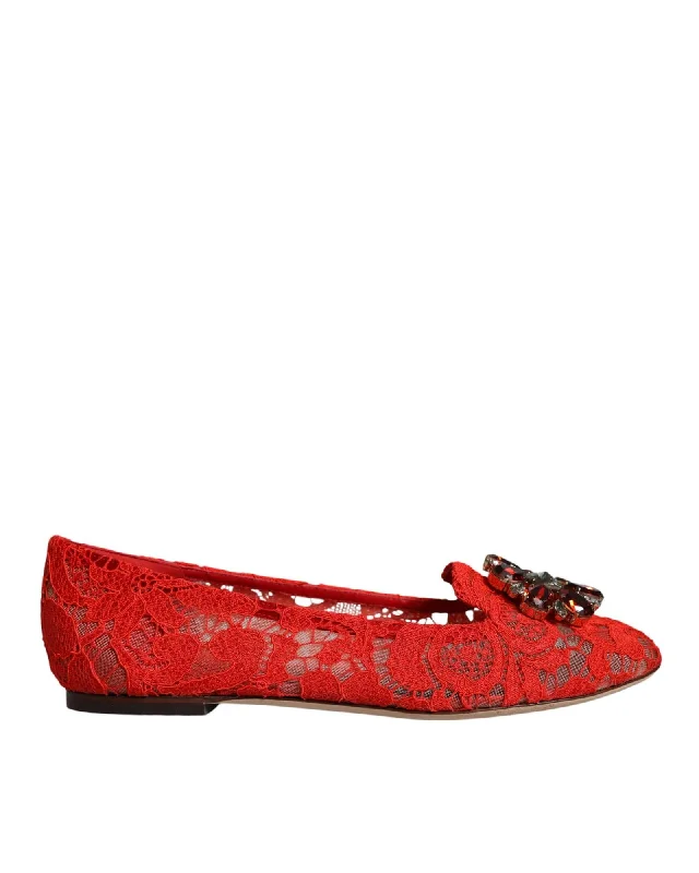 Dolce & Gabbana  Women's Lace Ballerina Flats - Red