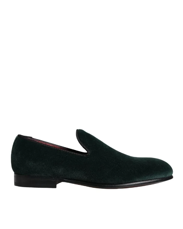 Dolce & Gabbana  Men's Green Velvet Loafers