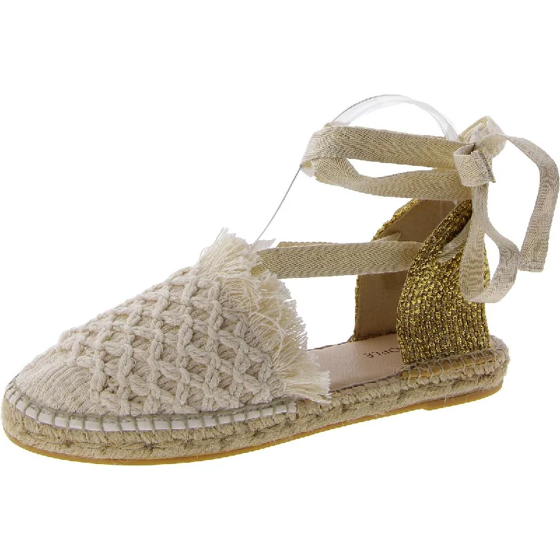 Vida Espadrille Wrap Womens Metallic Padded Insole Lace Up Flats