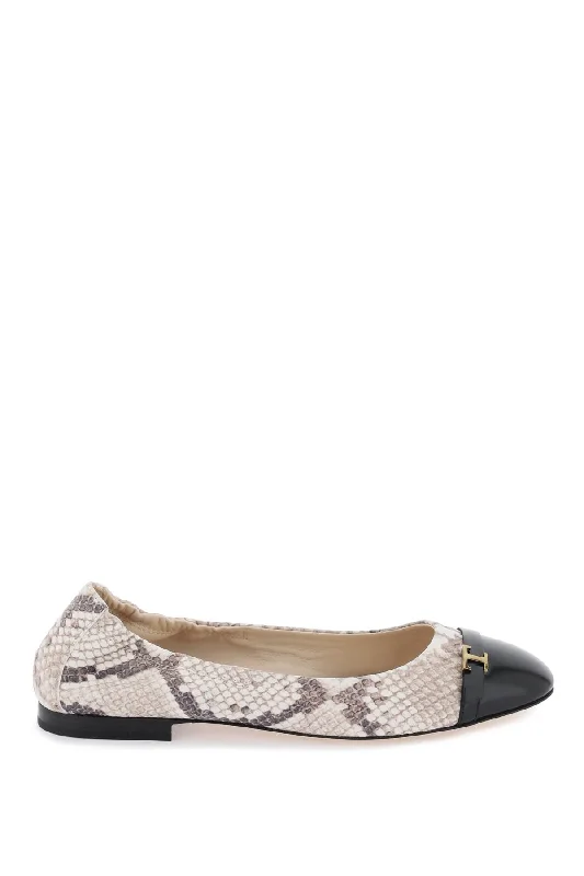 Tod's Women's Snake-Printed Leather Ballet Flats