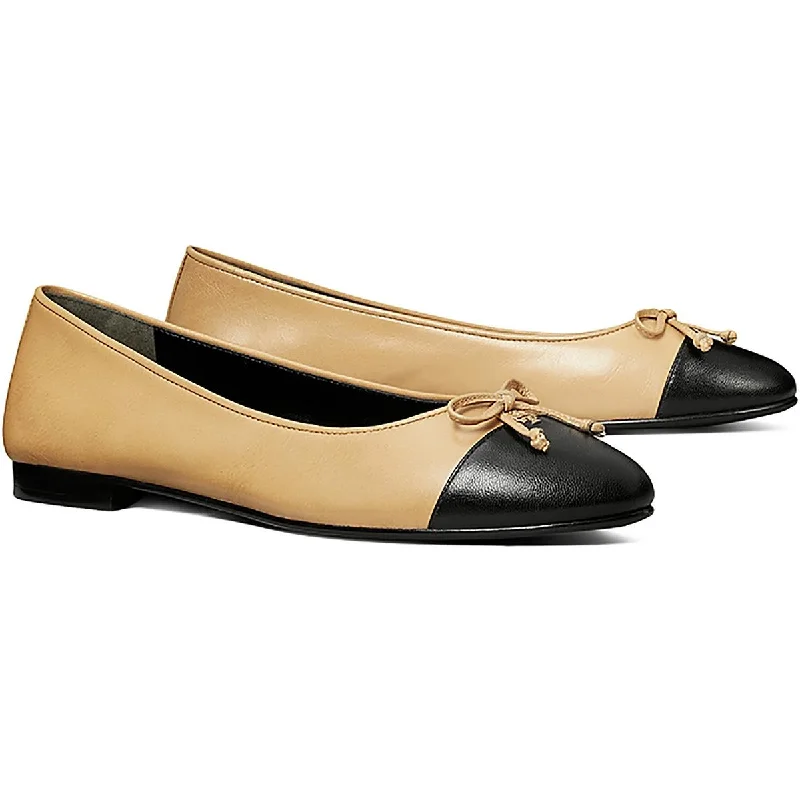 Womens Leather Logo Ballet Flats