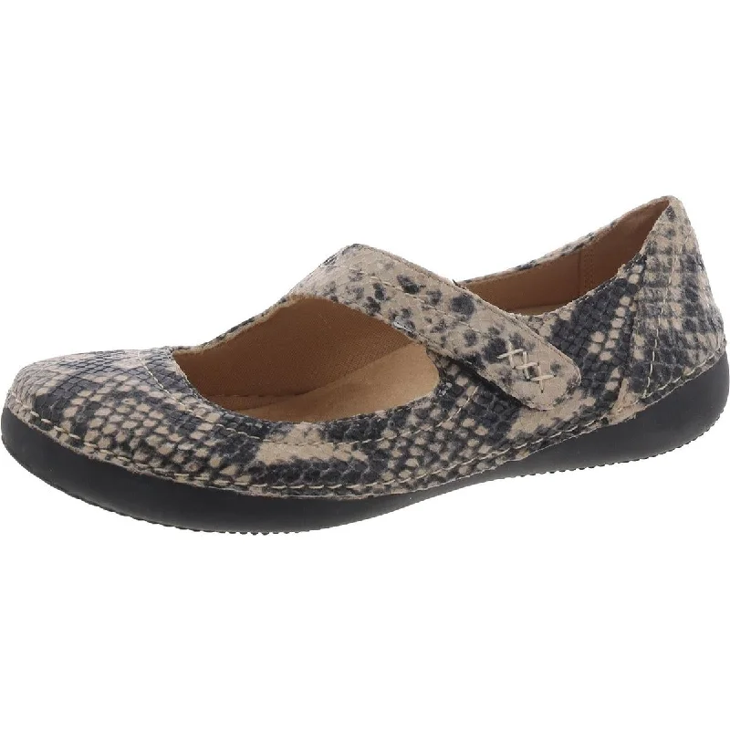 Harper Womens Leather Snake Print Mary Janes