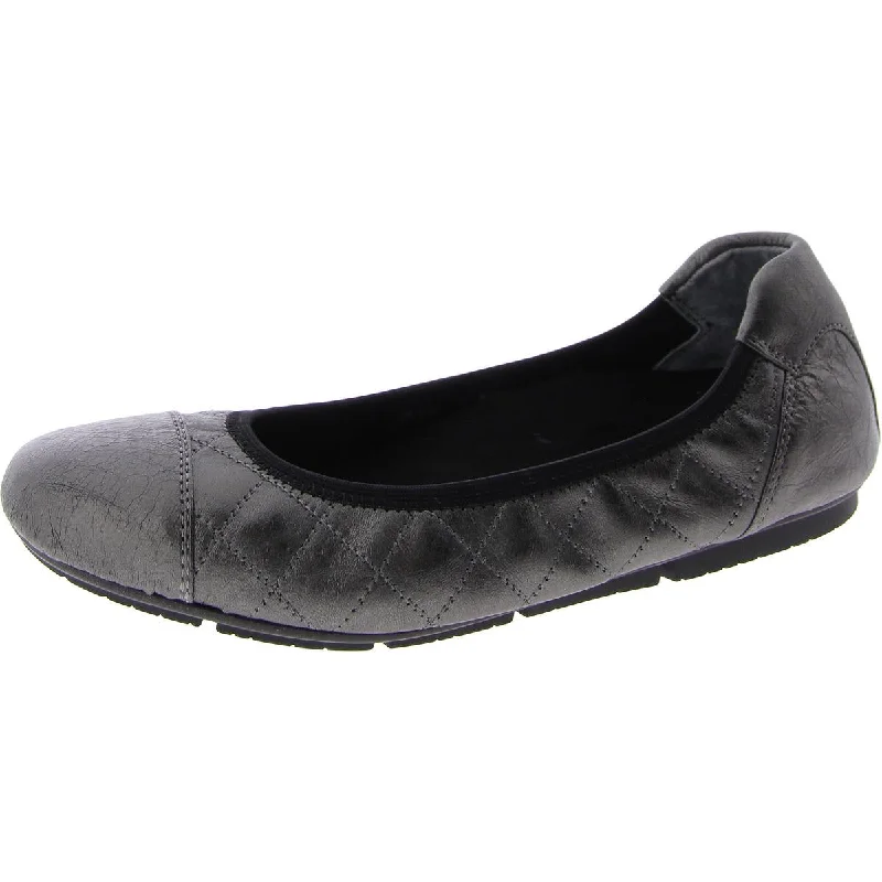 Ava Womens Leather Slip On Ballet Flats