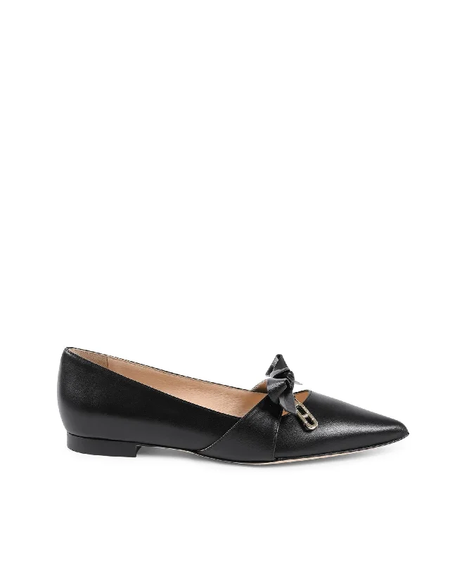 Dee Ocleppo Elegant Leather Bow Ballerina Flats