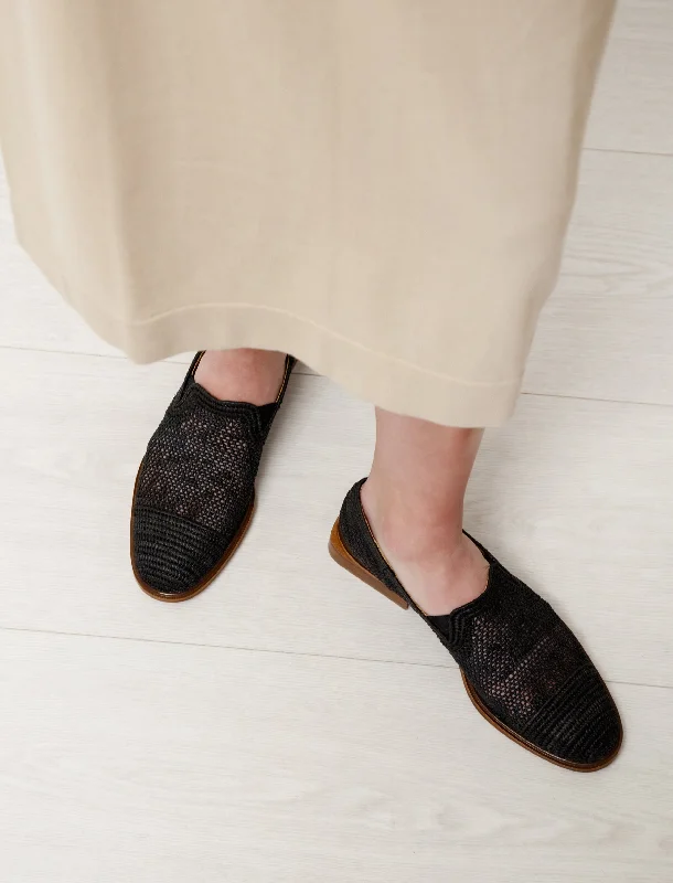 Jaden Raffia Loafer Black