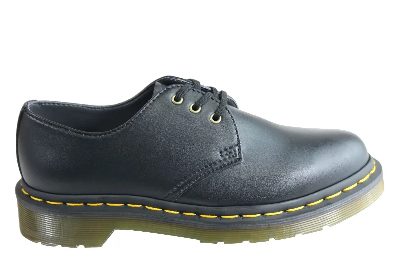 Dr Martens Vegan 1461 3 Eye Black Lace Up Comfortable Unisex Shoes